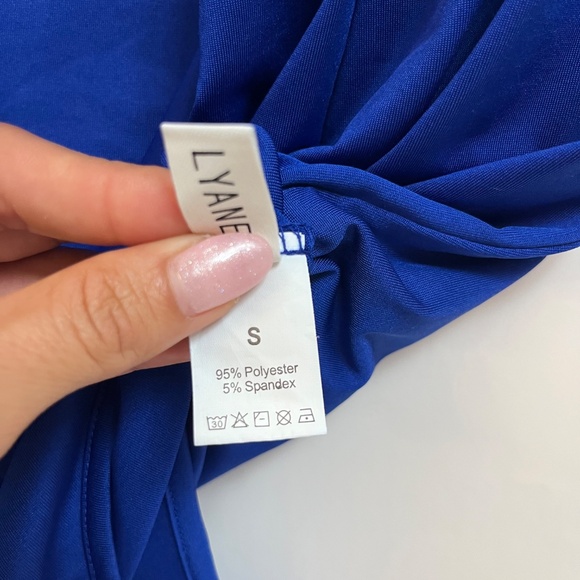 Royal Blue Deep V-Neck Bodysuit – Size S - Picture 9 of 9